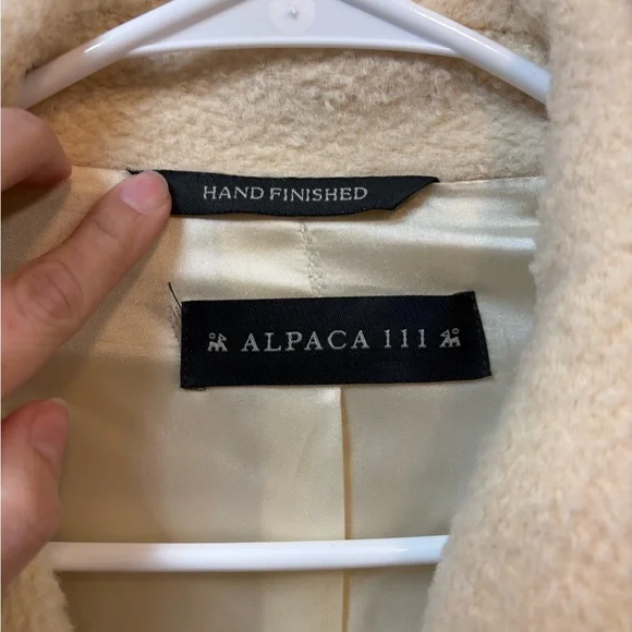 Alpaca 111 Handfinished Alpaca Suri Wool Long Cream Coat - Picture 4 of 9